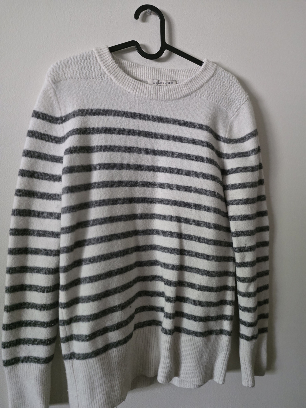 41 Hawthorn White & Gray Striped Crewneck Sweater